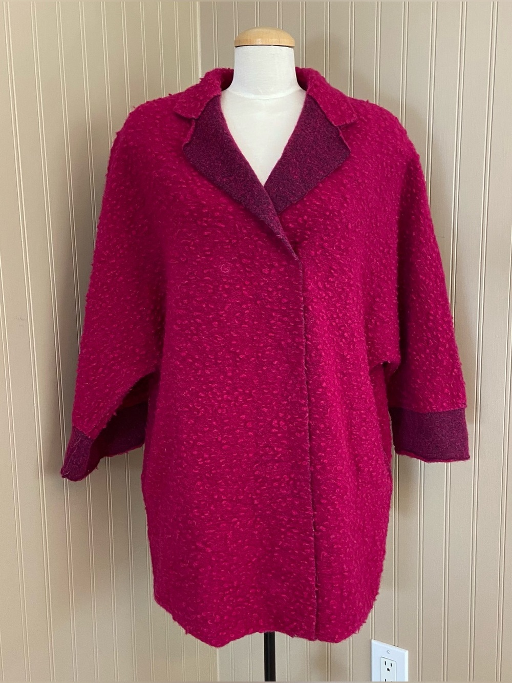Peruzzi Chic Fuchsia Wool Blend Jacket Cardigan Women’s Size EU 38 or US 6-8